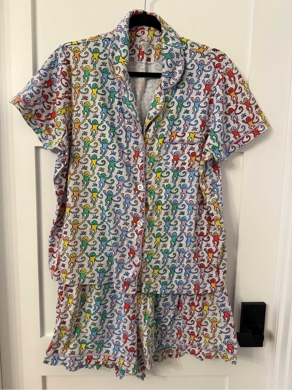 Roller Rabbit “Rainbow Disco Monkey” Short Pajama Set XL Ultra Soft Pima Cotton